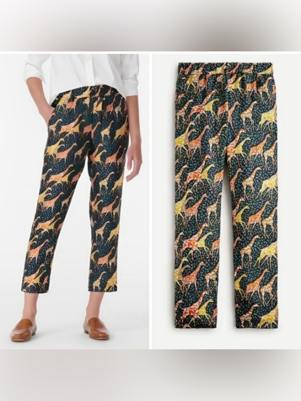 J.Crew Collection Silk Twill Giraffe Pants Sz 10
